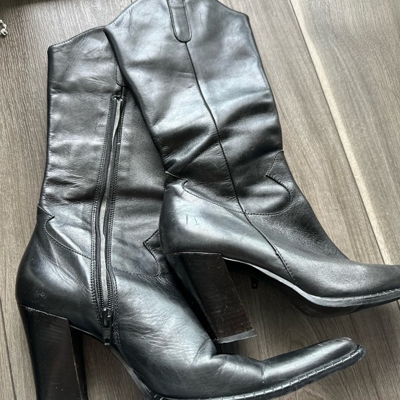 Lavorazione Artigiana Black Leather Women's Boots Made in Italy 38 - Picture 7 of 12